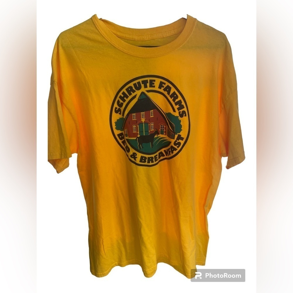 ‘the Office’ Schrute Farms Bed & Breakfast Unisex Bright Yellow Tee- XL